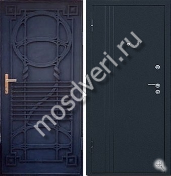 Входная порошковая дверь с кованым декором - купить от производителя Мосдвери Входная порошковая дверь с кованым декором